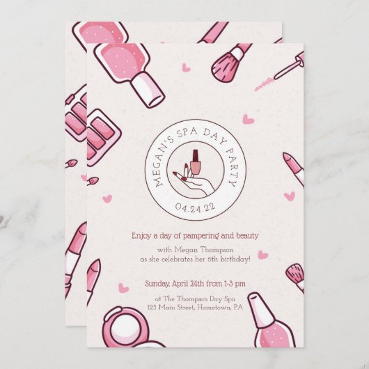Spa Jour Anniversaire Fête Invitation (Devant / Derrière)