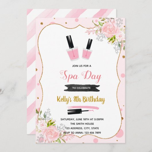 Spa jour anniversaire invitation (Devant / Derrière)