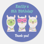 Spa lama feest, pyjamafeest ronde sticker (Voorkant)