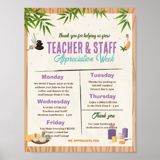 Spa Leraar en Personeel Waardering Week sjabloon Poster (Voorkant)