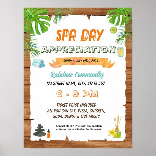 Spa leraar personeel waardering flyer poster (Voorkant)