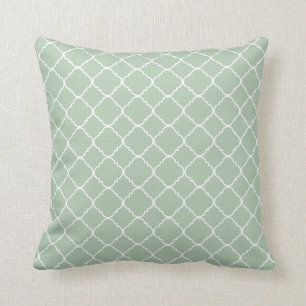 Spa Light Sage Green White Quatrefoil Kussen