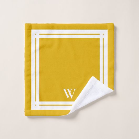 Spa Luxueux Minimaliste Monogrammé Moutarde (Gant de toilette)