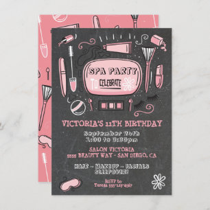 Spa Makeup Birthday Party Invitation Kaart