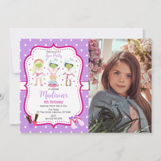 Spa Makeup Birthday Party Photo Invitation (Devant)