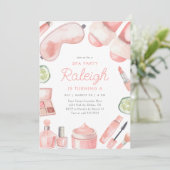 Spa Makeup Glam Birthday Invitation Kaart (Staand voorkant)