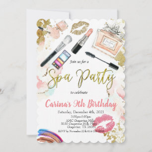 Spa Maquillage Glam Invitation d'anniversaire