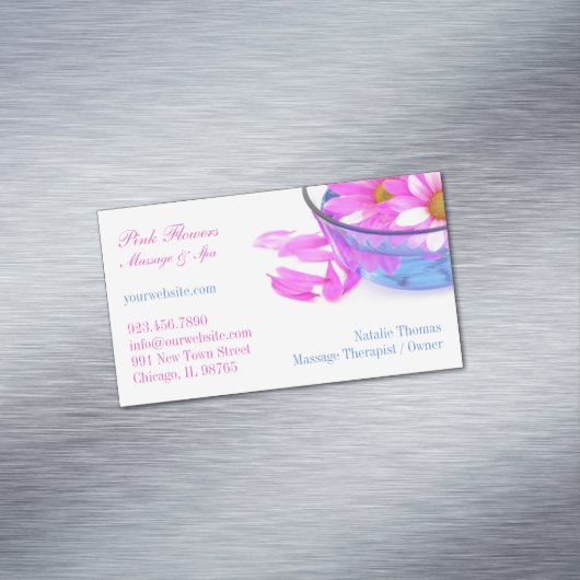 Spa massage bloemen magnetisch visitekaartje (Voorbeeld)