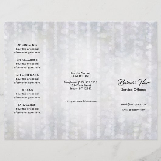 Spa, Massage, Kappersmenu & Prijzen Flyer (Voorkant)