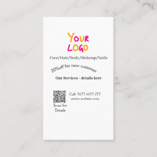 Spa massage salon discount offer services contact visitekaartje
