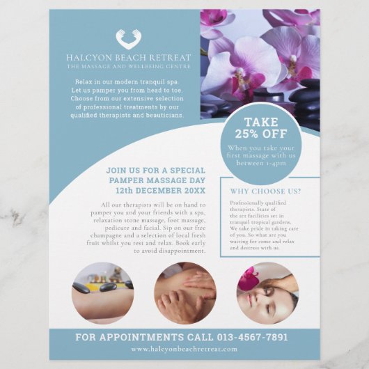 Spa massness wellness center treatment promo flyer (Voorkant)