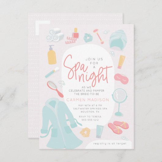 Spa objets douche nuptiale invitation (Devant / Derrière)