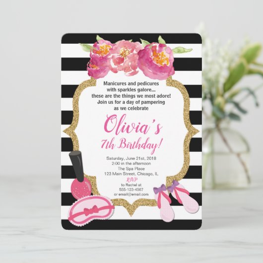 Spa of make-up verjaardagsuitnodiging kaart (Staand voorkant)