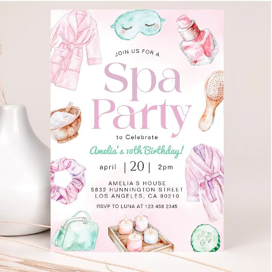Spa Pamper Glam Party Anniversaire Invitation