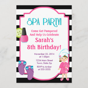 Spa Party Birthday Invitation 5x7 Card Kaart