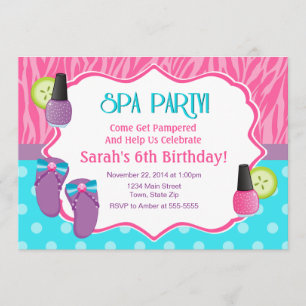 Spa Party Birthday Invitation 5x7 Card Kaart