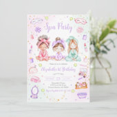 Spa Party Birthday Invitation Kaart (Staand voorkant)