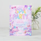 Spa Party Birthday Invitation | Pastel Spa Pamper  (Debout devant)