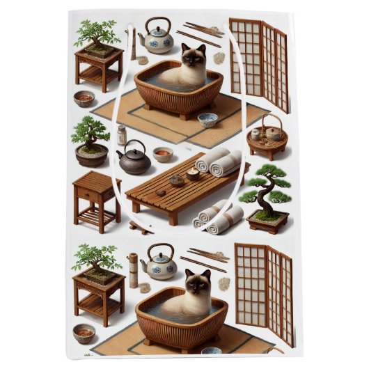 Spa party for Siamese Cat Lovers  Medium Cadeauzakje (Voorkant)