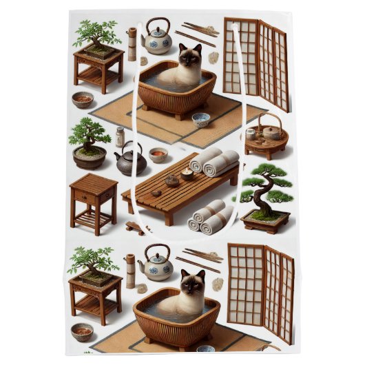 Spa party for Siamese Cat Lovers  Medium Cadeauzakje (Achterkant)