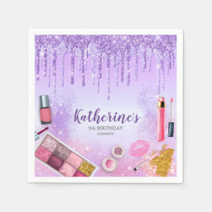 Spa Party Glam Girl Birthday Party Salon Paars Servet