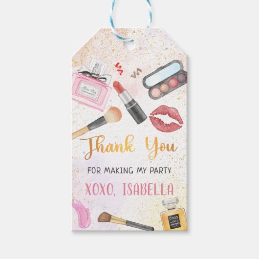 Spa Party Glam Make-up Verjaardagscadeau Labels Cadeaulabel (Voorkant)
