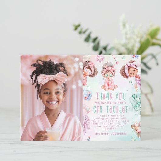 Spa party Glam Verjaardag Foto Dank u kaart (Staand voorkant)