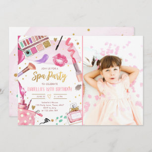 Spa Party Glitz Glam Glamor Girl Makeup Birthday Kaart