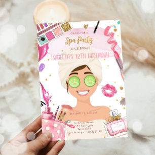 Spa Party Glitz Glam Glamor Girl Makeup Birthday Kaart