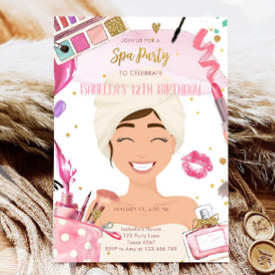 Spa Party Glitz Glam Glamor Girl Makeup Birthday Kaart