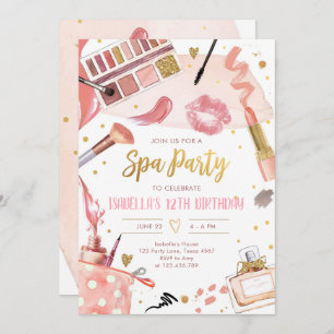 Spa Party Glitz Glam Glamor Girl Makeup Birthday Kaart