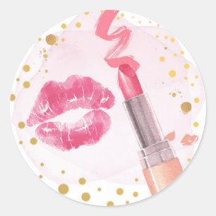 Spa Party Glitz Glam Glamor Girl Makeup Pink Gold Ronde Sticker