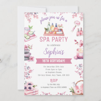 Spa Party Invitation - Cherry Blossom Pamper Party