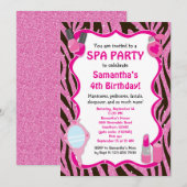 Spa Party Invitation, Spa Birthday sleepover Kaart (Voorkant / Achterkant)
