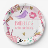 Spa Party Meisje Glamour Make-up Verjaardagsfeest Papieren Bordje (Voorkant)
