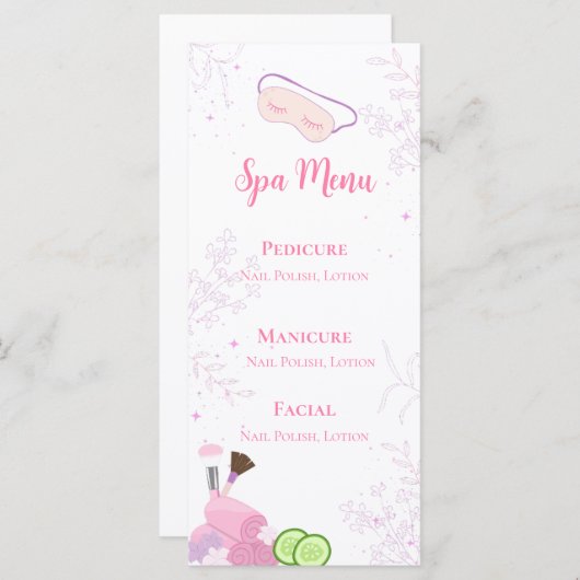 Spa Party Menu (Devant / Derrière)