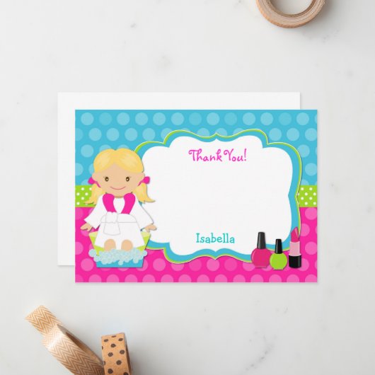 Spa Party Merci cartes de notes (Devant/Arrière en situation)