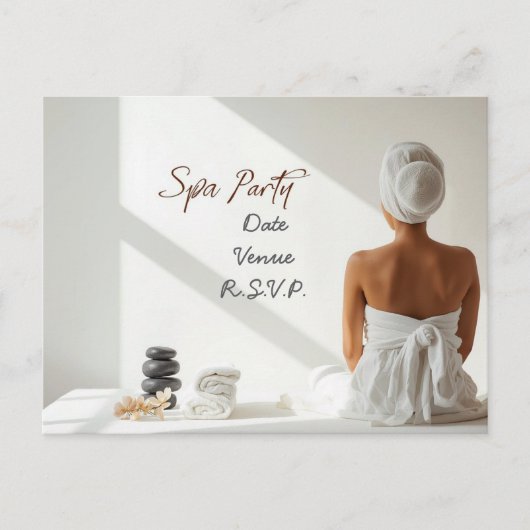 Spa Party Minimal Wellness Design Briefkaart (Voorkant)