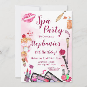 Spa Party nodiging, bewerkbare verjaardag elke lee Kaart