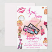Spa Party nodiging, bewerkbare verjaardag elke lee Kaart (Voorkant / Achterkant)