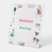 Spa Party Pamper Verjaardag Manicure Station Sign Reclamebord Met Voetstuk (Voorkant)