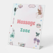 Spa Party Pamper Verjaardag Massage Zone Sign Reclamebord Met Voetstuk (Voorkant)