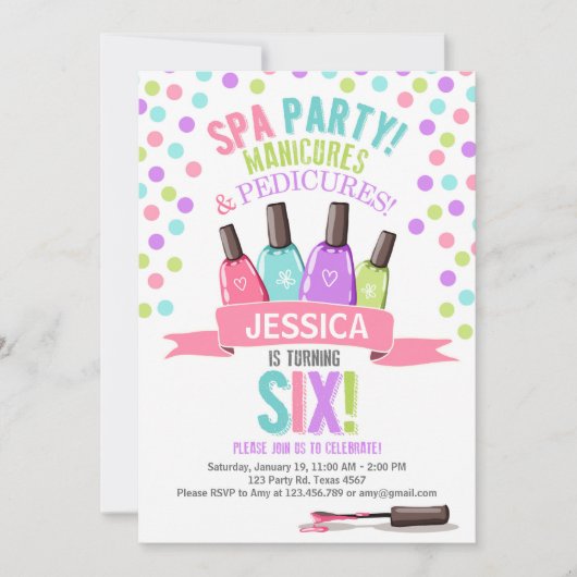 Spa Party Pink Purple invitation d'anniversaire Si (Devant)