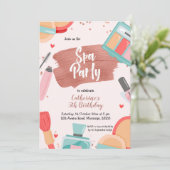 Spa Party Rose Gold Anniversaire Invitation (Debout devant)