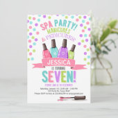 Spa Party Roze Paarse verjaardagsuitnodiging Kaart (Staand voorkant)