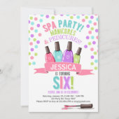 Spa Party Roze Paarse verjaardagsuitnodiging Zes Kaart (Voorkant)