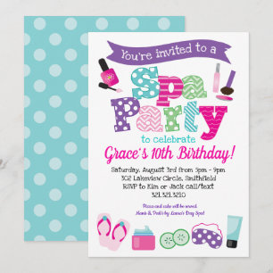 Spa Party Uitnodiging - Kids Birthday Spa Party