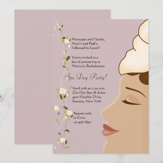 Spa Pleasure 2 Bachelorette Party Invitation Kaart (Voorkant / Achterkant)