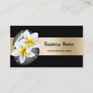 Spa Plumeria Flowers Stones Gold Bar Beauty Salon Visitekaartje