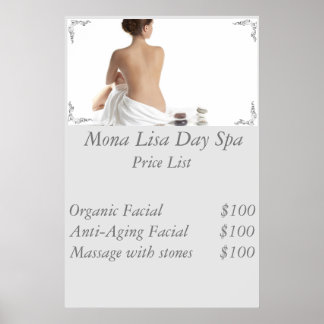 Spa prijslijst poster